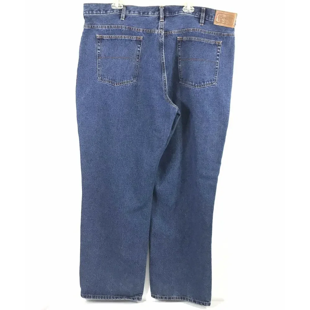 Schmidt Jeans Mens 44 x 33 Straight ‎ Medium Wash Denim Workwear